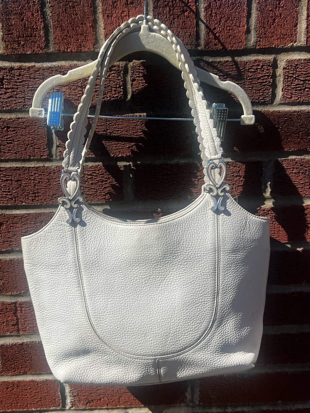 Brighton White Floral Tote with Pastel Interior